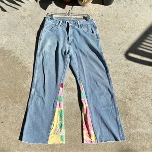 ! Quilt Insert Flare Jeans !